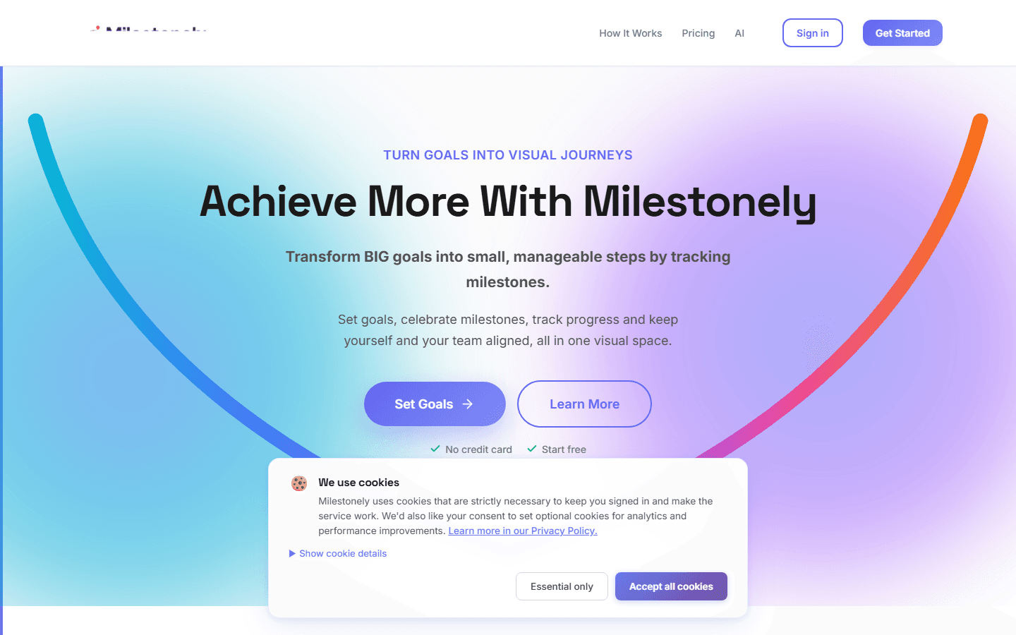 Milestonely homepage