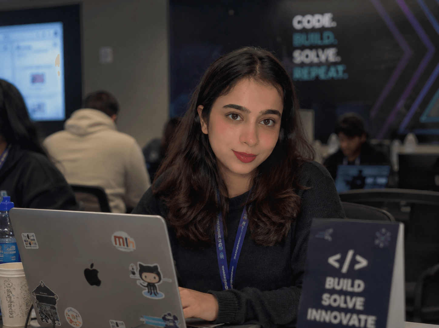 Abiha Rasheed building at a developer event